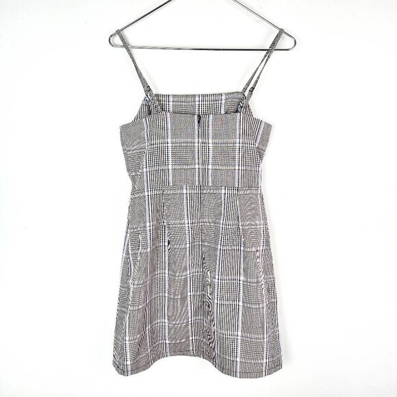 PRIMARK Gray Blue Plaid Tartan Buckled 90's Inspired Retro Mini Dress Size: 10 - Picture 5 of 9